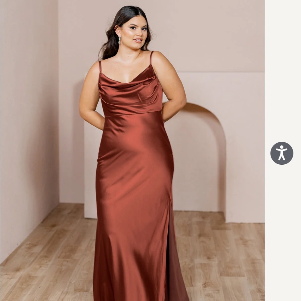 Revelry Skye Satin Dress in Terracotta